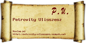 Petrovity Ulisszesz névjegykártya